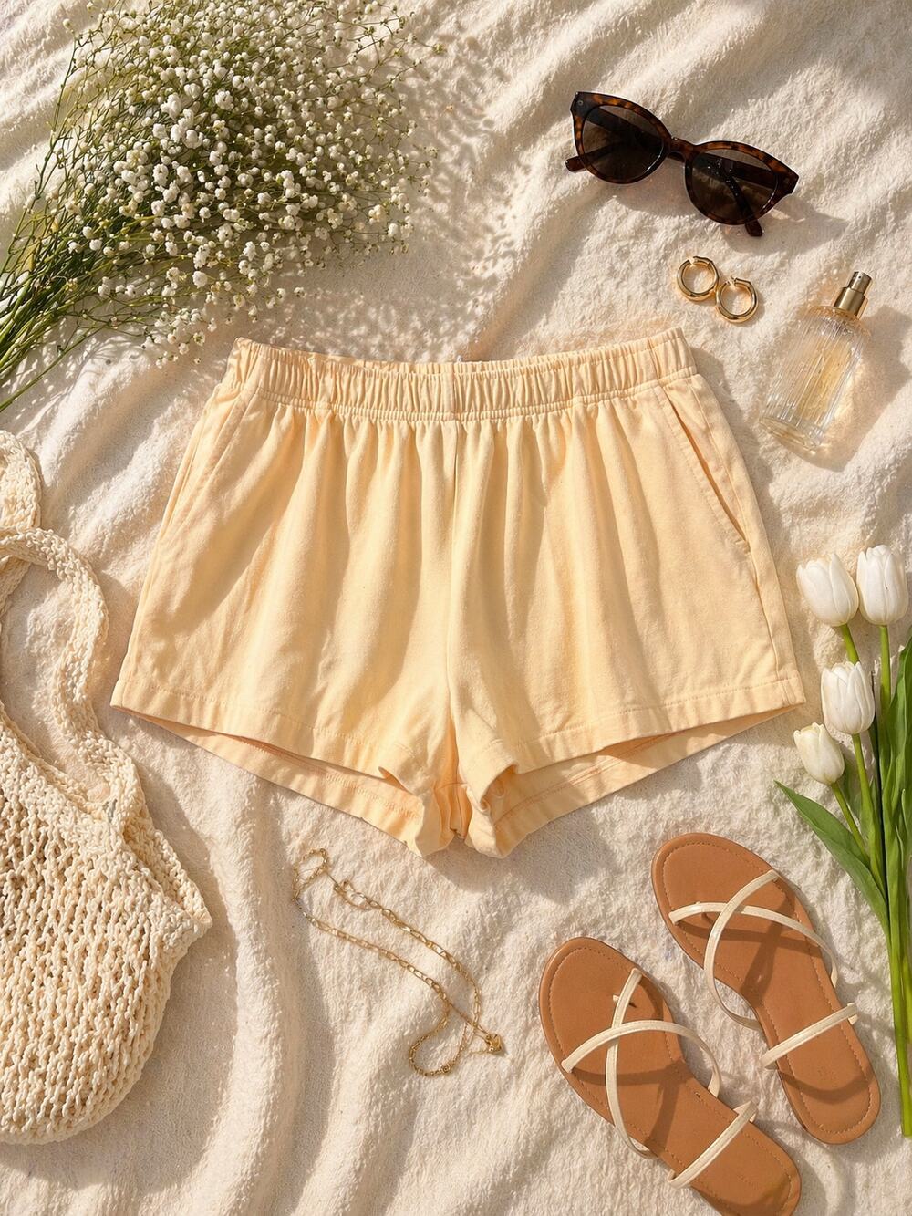 American Eagle Women's Seriously Lived-In Peach Lounge Shorts Elastic Waist SZ L